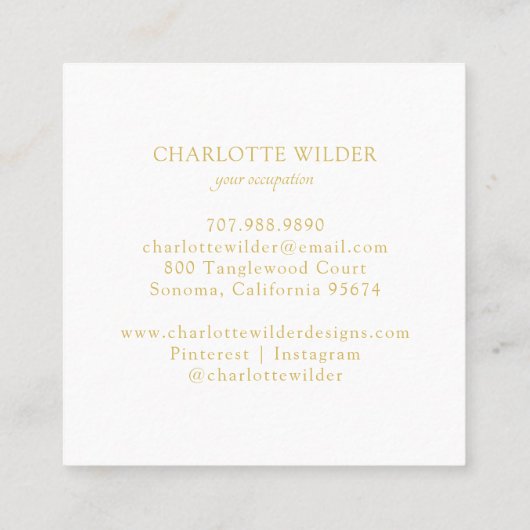 Abstracte Boho Gold Foil Cirkel Square Red Vierkante Visitekaartje (Achterkant)