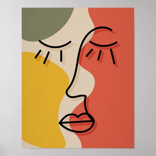 Abstracte Boho Green Red Beige Yellow Wall Art Poster (Voorkant)
