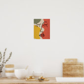 Abstracte Boho Green Red Beige Yellow Wall Art Poster (Keuken)