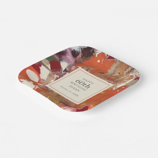 Abstracte Boho Herfst Kleurrijke 60ste Verjaardag Papieren Bordje (Gebogen)