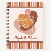 Abstracte Boho kleurenpalet bladeren en strepen Notitieboek (Voorkant)