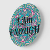 Abstracte Boho Mandala Ik ben genoeg bevestigend Grote Klok (Hoek)
