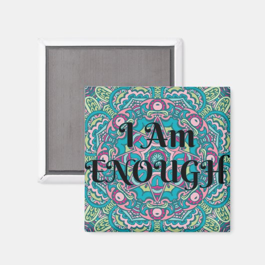 Abstracte Boho Mandala Ik ben genoeg bevestigend Magneet (Voorkant / Achterkant)