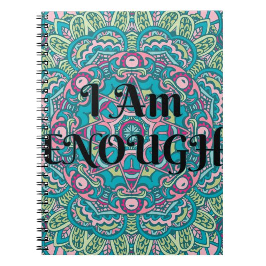Abstracte Boho Mandala Ik ben genoeg bevestigend Notitieboek (Voorkant)