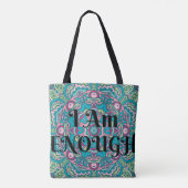 Abstracte Boho Mandala Ik ben genoeg bevestigend Tote Bag (Achterkant)