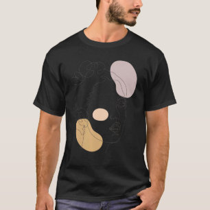 Abstracte Boho-minimalist Feminine Face Line Drawi T-shirt