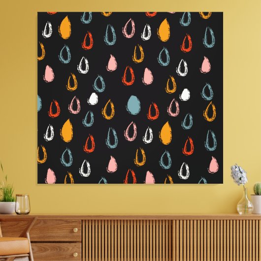 Abstracte Boho regendruppels, tribal doodle. Canvas Afdruk (Insitu (Woonkamer))