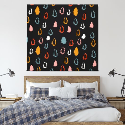 Abstracte Boho regendruppels, tribal doodle. Canvas Afdruk (Insitu (Slaapkamer))