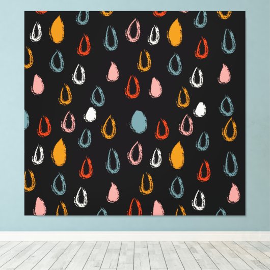Abstracte Boho regendruppels, tribal doodle. Canvas Afdruk (Insitu (Houten vloer))
