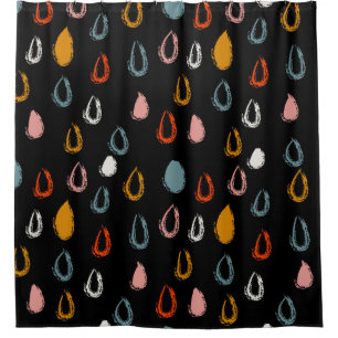 Abstracte Boho regendruppels, tribal doodle. Douchegordijn