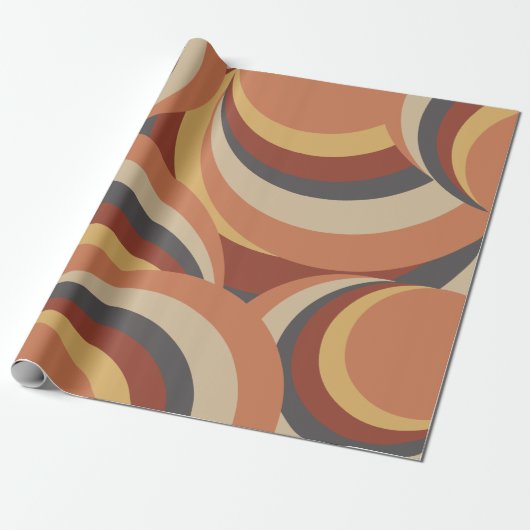 Abstracte Boho Retro Wavy Lines Cadeaupapier (Uitgerold)