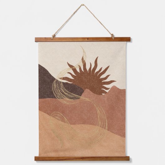 Abstracte Boho Terracotta Bisque Sun Mountains Hangend Wandkleed (Voorkant)