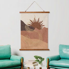 Abstracte Boho Terracotta Bisque Sun Mountains Hangend Wandkleed