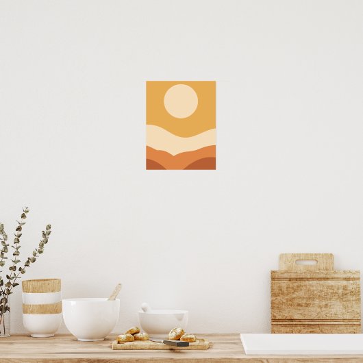 Abstracte Boho Terracotta Earth Tones Landscape Su Poster (Keuken)