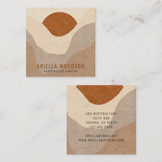 Abstracte Boho Terracotta Sand Jewelry Designer Vierkante Visitekaartje (Voorkant / Achterkant)