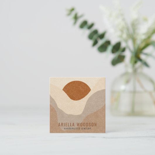 Abstracte Boho Terracotta Sand Jewelry Designer Vierkante Visitekaartje (Staand voorkant)
