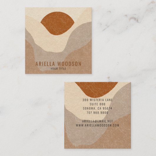 Abstracte Boho Terracotta Sand Vierkante Visitekaartje (Voorkant / Achterkant)