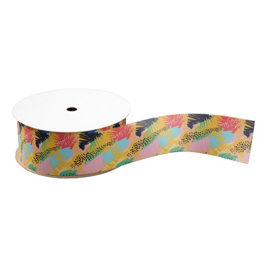 Abstracte Boho Tropical Palm Leaves Grosgrain Lint (Spoel)