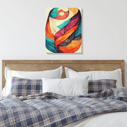 Abstracte Boho-vormschilderkunst met canvas schild (Insitu (Slaapkamer))