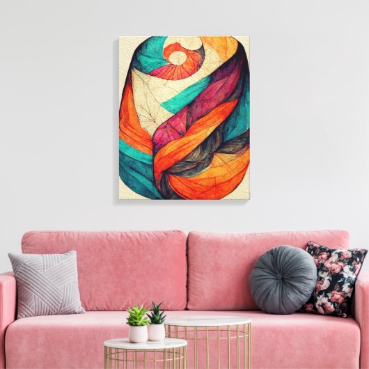 Abstracte Boho-vormschilderkunst met canvas schild (Insitu (Woonkamer))