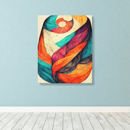 Abstracte Boho-vormschilderkunst met canvas schild (Insitu (Houten vloer))