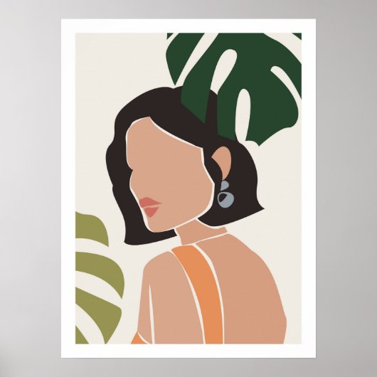 Abstracte Boho Vrouw Face Print (Voorkant)