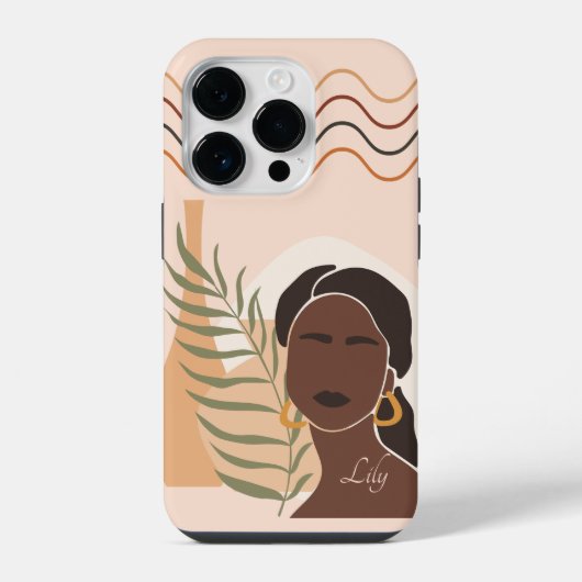 Abstracte Boho Vrouw Illustratie, Boho Chic iPhone Hoesje (Achterkant)