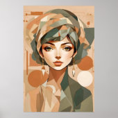 Abstracte Boho Vrouw Portret Geometrische Muur Pos Poster (Voorkant)