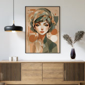 Abstracte Boho Vrouw Portret Geometrische Muur Pos Poster