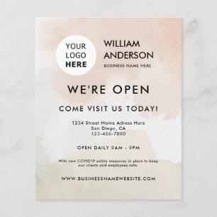 Abstracte Boho Waterverf Logo Grand Opening Flyer