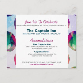 Abstracte Boho Waterverf Pink Weddenschap Informat Informatiekaartje