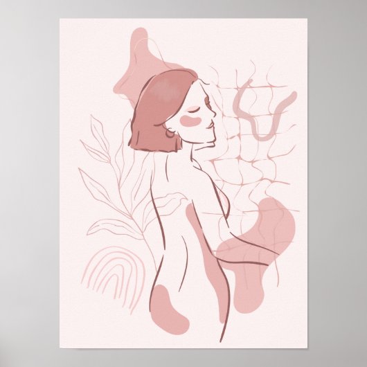 Abstracte Boho Woman Illustratie Poster (Voorkant)