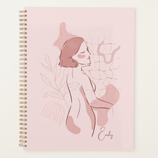 Abstracte Boho Woman Illustration, Earthy Tones HP Planner (Voorkant)
