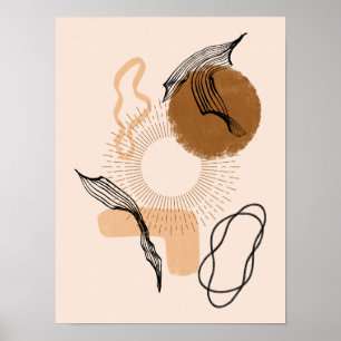 Abstracte Boho Women Illustration , Earthy Tones Poster