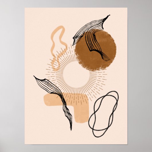 Abstracte Boho Women Illustration , Earthy Tones Poster (Voorkant)
