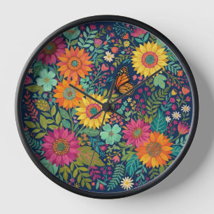 Abstracte Boho Zonnebloem Vlinder Kunst Klokken
