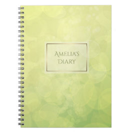 Abstracte bokeh groene limoen textuur. Naam. Notitieboek