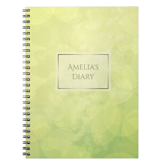 Abstracte bokeh groene limoen textuur. Naam. Notitieboek (Voorkant)