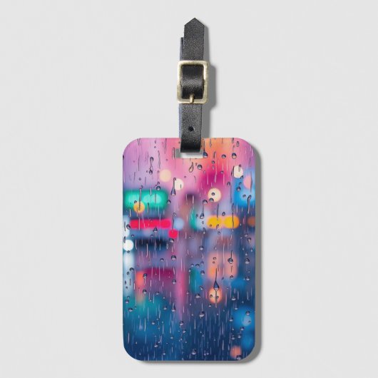 Abstracte Bokeh Rain Bagagelabel (Voorkant (verticaal))