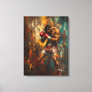 Abstracte bokser in actie - Krachtige sportkunst Canvas Afdruk
