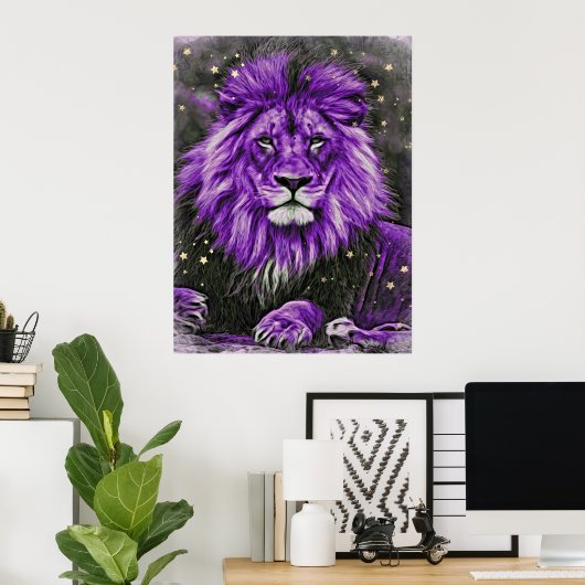 *~* Abstracte bold Celestial LION AP23 Violet Poster (Thuiskantoor)