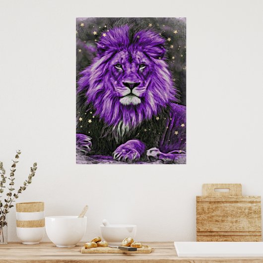 *~* Abstracte bold Celestial LION AP23 Violet Poster (Keuken)