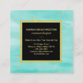 *~* Abstracte Bold Gold Dust en Mint Gold Bubbles Vierkante Visitekaartje (Achterkant)