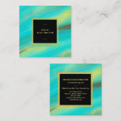 *~* Abstracte Bold Gold Dust en Turquoise Glitter Vierkante Visitekaartje (Voorkant / Achterkant)