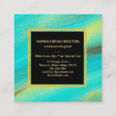*~* Abstracte Bold Gold Dust en Turquoise Glitter Vierkante Visitekaartje (Achterkant)