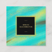 *~* Abstracte Bold Gold Dust en Turquoise Glitter Vierkante Visitekaartje (Voorkant)