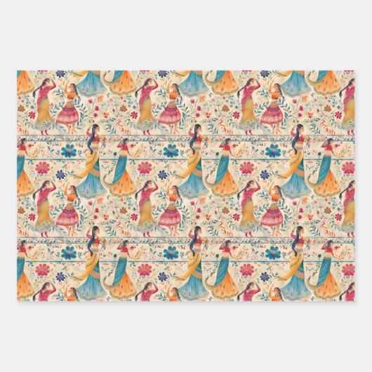 Abstracte Bollywood dansers Inpakpapier Vel (Voorkant 2)