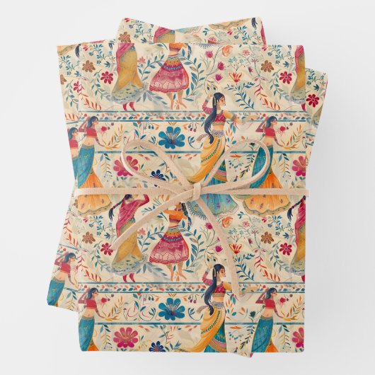 Abstracte Bollywood dansers Inpakpapier Vel (In situ)