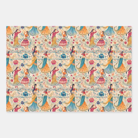 Abstracte Bollywood dansers Inpakpapier Vel (Voorkant)