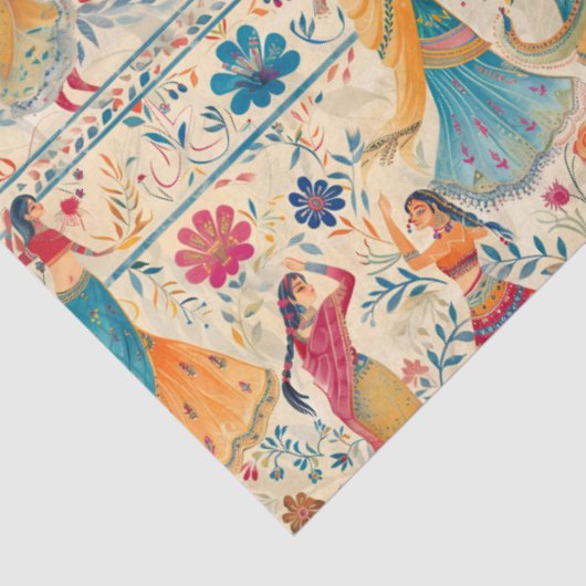 Abstracte Bollywood dansers Tissuepapier (Detail)